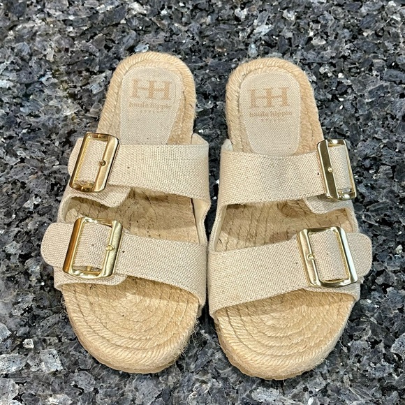 Haute Hippie Shoes - Haute Hippie Tan Nikki Sandals with Gold Buckles Size 7